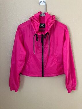 Hot Pink Cropped Bershka Jacket Windbreaker Women's Medium
